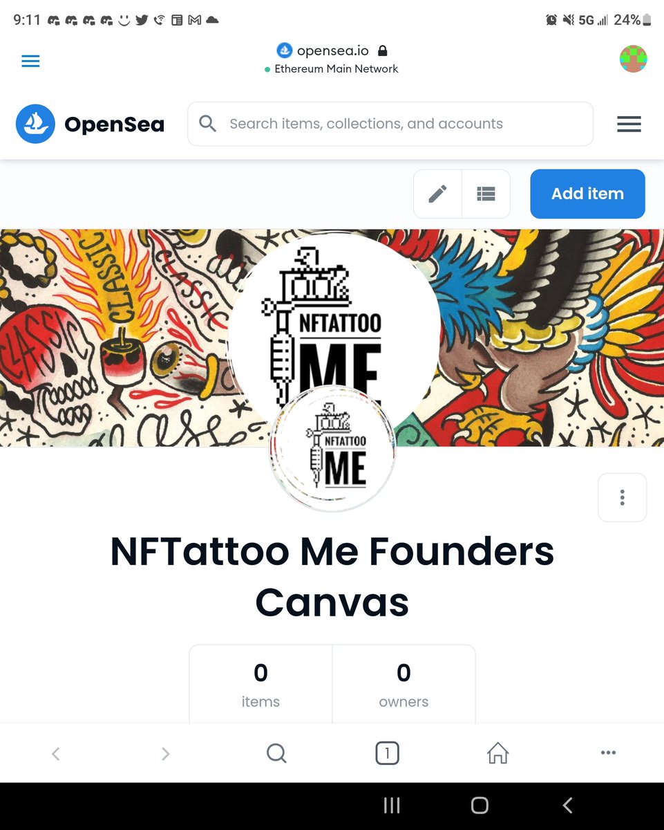NftattooMe's tweet photo. We have our #OpenSea storefront opened up! Time to add the first few mints to #Giveaway to the Community! Follow us on Discord to be entered into our most recent #TattooGiveaway with the first 500 members of our #discord getting the chance to win a free Tattoo Valued up to $300! https://t.co/AWyR2ZQa7S