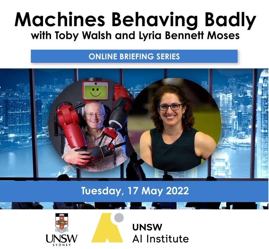 Join <a href="/UNSW/">UNSW</a> <a href="/TobyWalsh/">Professor Toby Walsh FAA FTSE</a> and <a href="/lyria1/">Lyria Bennett Moses</a> for discussions on ethical issues we face in a future dominated by artificial intelligence.
Registration at
tinyurl.com/mbb-aiia2022

#AIEthics #TrustWorthyAI #AIIA #ArtificialIntelligence #MachineLearning <a href="/AIIA_ICT/">🇦🇺 AIIA</a>