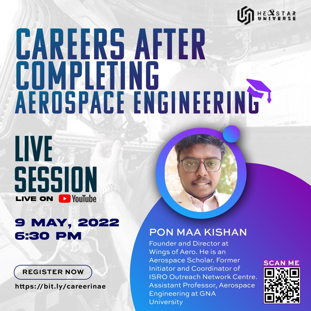 ponmaakishan's tweet photo. "Careers after completing Aerospace Engineering" - A much needed topic to guide the budding aerospace engineers...
I will be discussing on how an aero engineer can proceed with multidisciplinary aspect in his career...
#lets_talk #aerospace #aerorevolution https://t.co/RIvrBZ7W5K