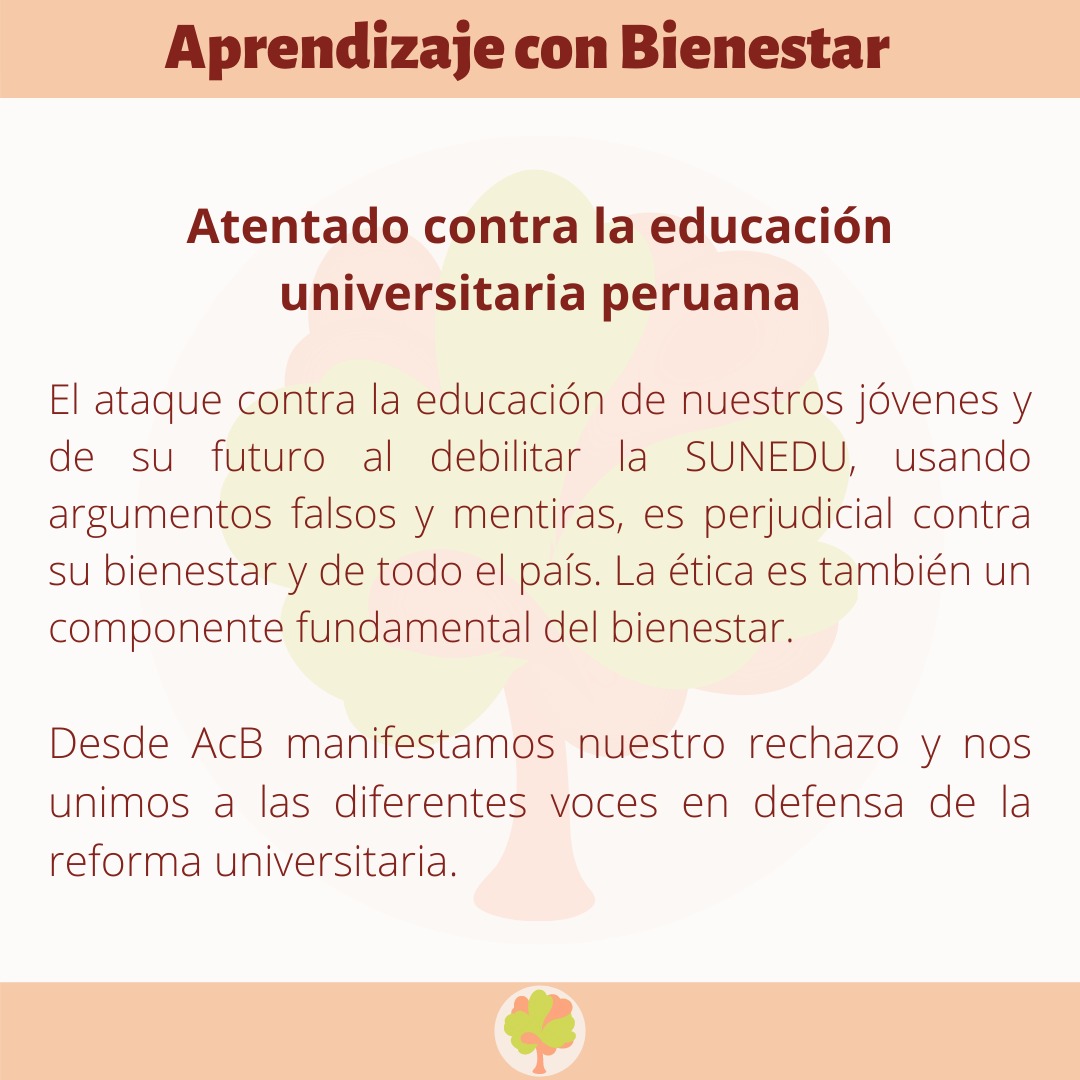 AcBienestar's tweet photo. Desde AcB nos pronunciamos ante el ataque a la educación universitaria.

#pronunciamiento #ley0697 #congresoperu #educacion #sunedu #AcB #niñasniñosyadolescentes #universitarios #educacionuniversitaria #peru https://t.co/X4oPfxMfbm