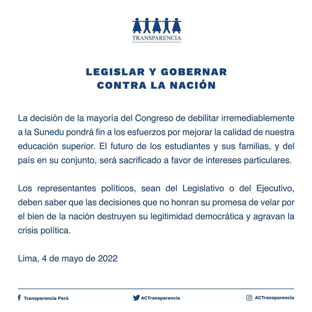 AcBienestar's tweet photo. Desde AcB nos pronunciamos ante el ataque a la educación universitaria.

#pronunciamiento #ley0697 #congresoperu #educacion #sunedu #AcB #niñasniñosyadolescentes #universitarios #educacionuniversitaria #peru https://t.co/X4oPfxMfbm