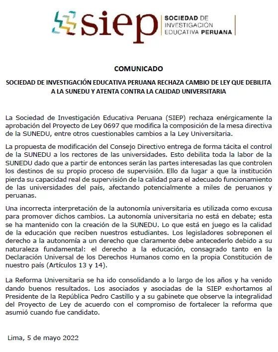 AcBienestar's tweet photo. Desde AcB nos pronunciamos ante el ataque a la educación universitaria.

#pronunciamiento #ley0697 #congresoperu #educacion #sunedu #AcB #niñasniñosyadolescentes #universitarios #educacionuniversitaria #peru https://t.co/X4oPfxMfbm