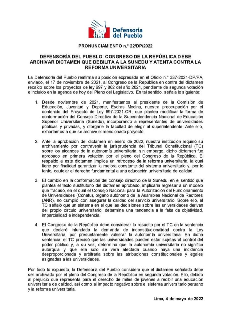 AcBienestar's tweet photo. Desde AcB nos pronunciamos ante el ataque a la educación universitaria.

#pronunciamiento #ley0697 #congresoperu #educacion #sunedu #AcB #niñasniñosyadolescentes #universitarios #educacionuniversitaria #peru https://t.co/X4oPfxMfbm