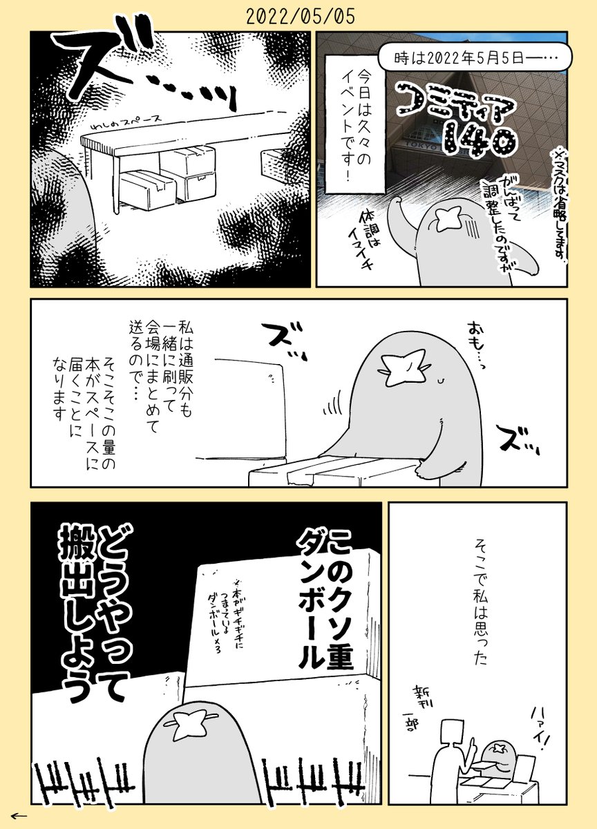 昨日のコミティアであったクソ重ダンボール×3と奮闘した日記です 