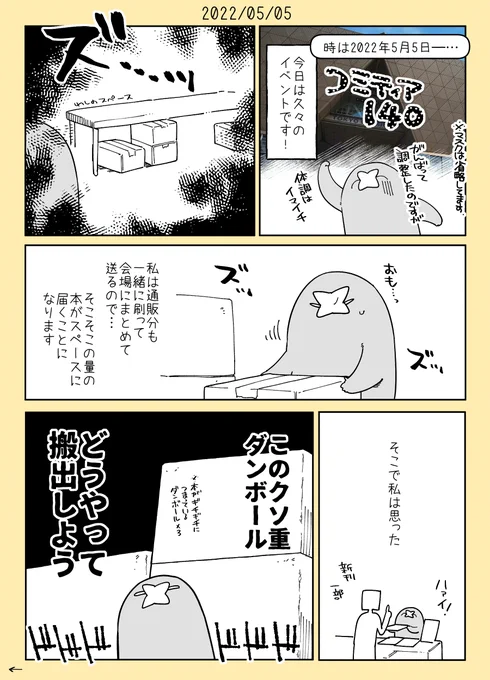 昨日のコミティアであったクソ重ダンボール×3と奮闘した日記です 
