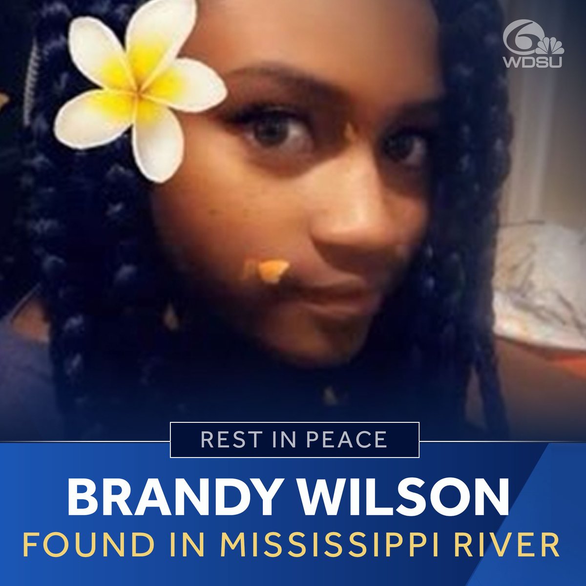 wdsu's tweet photo. The body of Brandy Wilson, 14, was pulled from the Mississippi River this afternoon behind the Domino Sugar Factory. >> https://t.co/oUBhL6JXJA https://t.co/Hd2uxonTxp