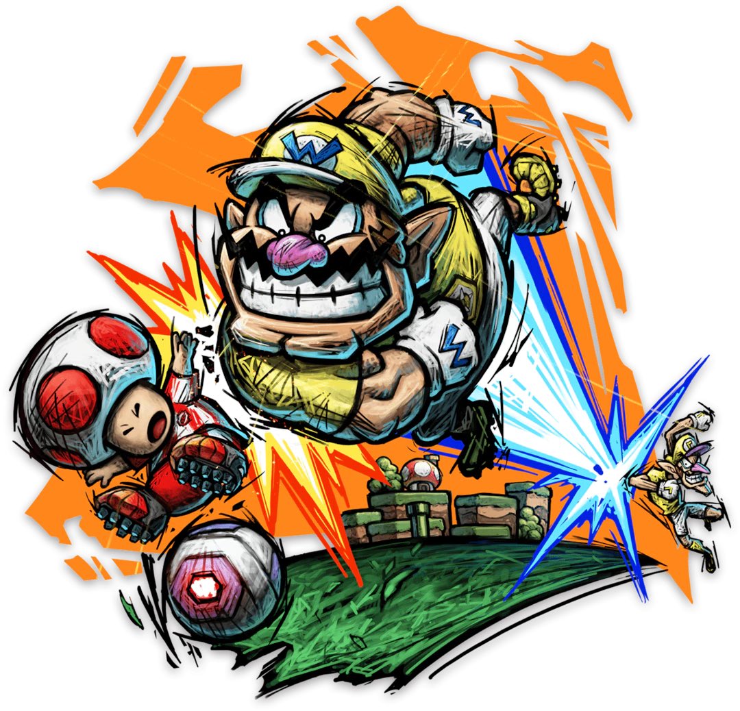 DailyMarioArt's tweet photo. As an addendum, here is character art featuring Mario, Luigi, Donkey Kong, and Wario. Also depicted are Waluigi and Toad. https://t.co/B8NF17APGR