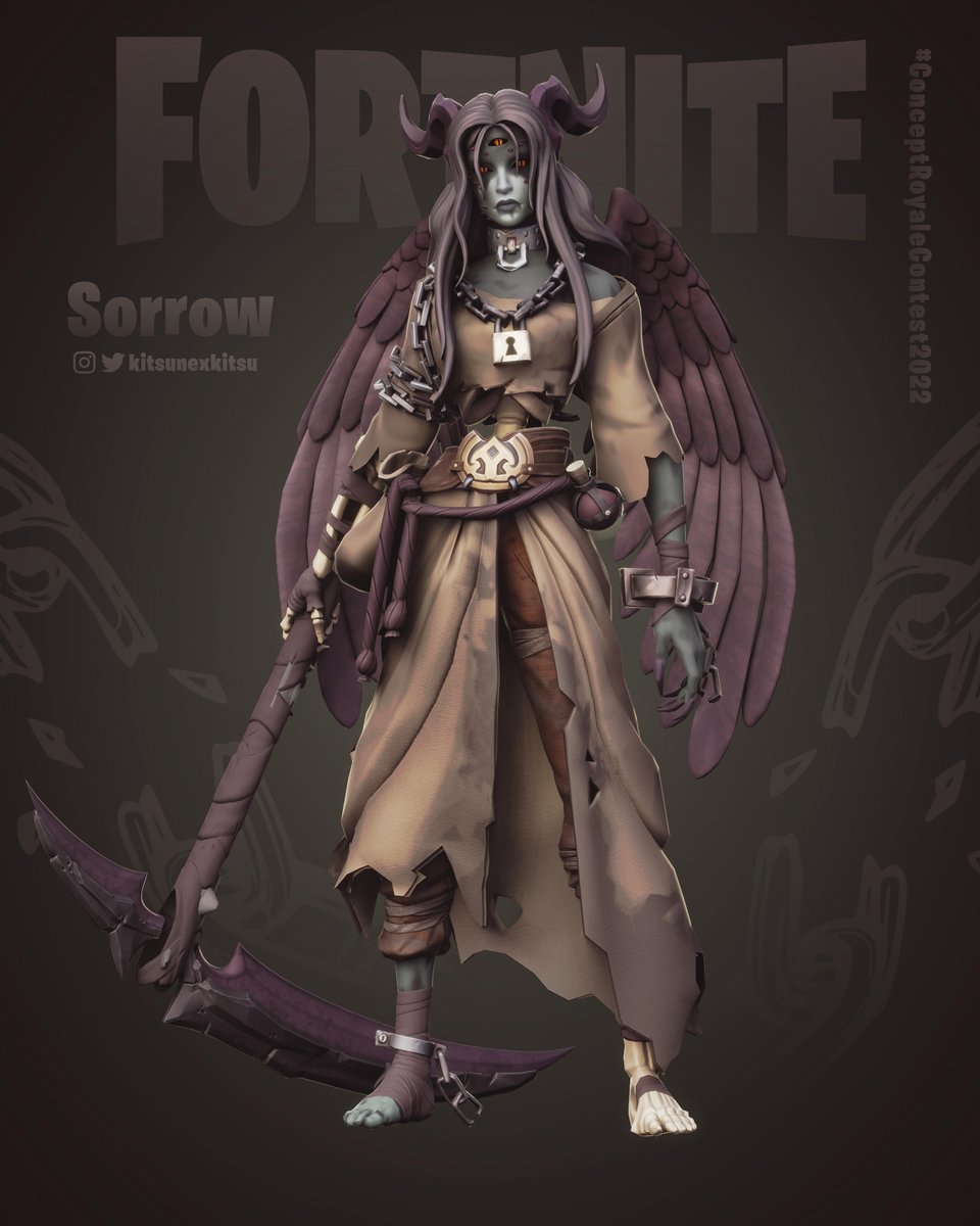 Fortnite's tweet photo. Congrats to @kitsunexkitsu and @Dreowings, our Concept Royale winners 🎉

Keep an eye out for these concepts to be turned into in-game Outfits during Fortnitemares.

Big thank you to everyone who shared their frightening creations with us. Your creativity is inspiring 😍 https://t.co/wxVAUabC2S