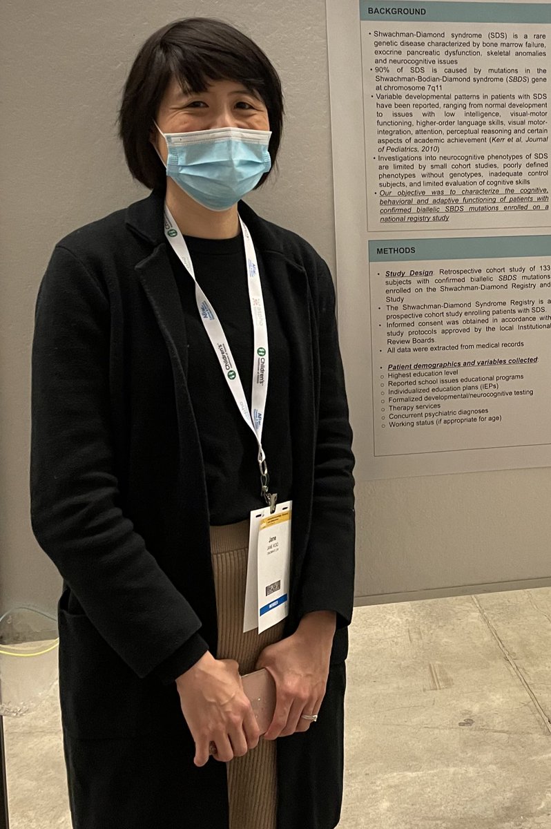 KMyersBMT's tweet photo. Dr. Jane Koo presented her work with @SDSregistry on Neurocognitive phenotypes of patients with Shwachman Diamond syndrome at today’s poster session #ASPHO22 https://t.co/Hf4jTS7yWO