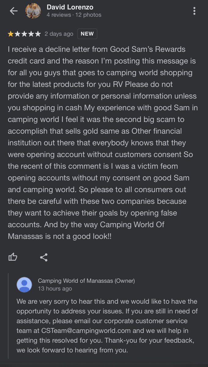 DavidMaliban's tweet photo. @CampingWorld  This message is for the community please don’t fall for local scam this article is going to be posted in all social media https://t.co/Ict98x1cUB