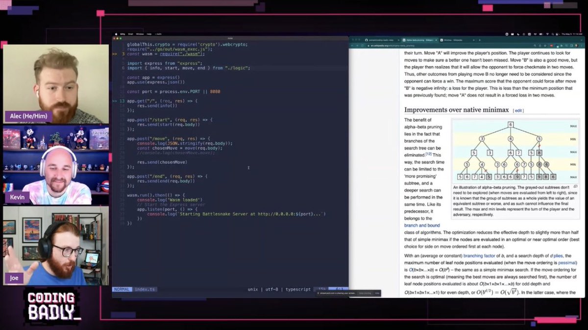 playbattlesnake's tweet photo. Featuring 7 talented developers, 10 hrs of streams & hundreds of lines of code π§βπ» the #CodingBadly Relay was a fun (& often ridiculous) way to build a collaborative Battlesnake to start the season π
Check out the VOD for the final stream of series at https://t.co/knxe34175M πΊ https://t.co/EC6GvVuSko