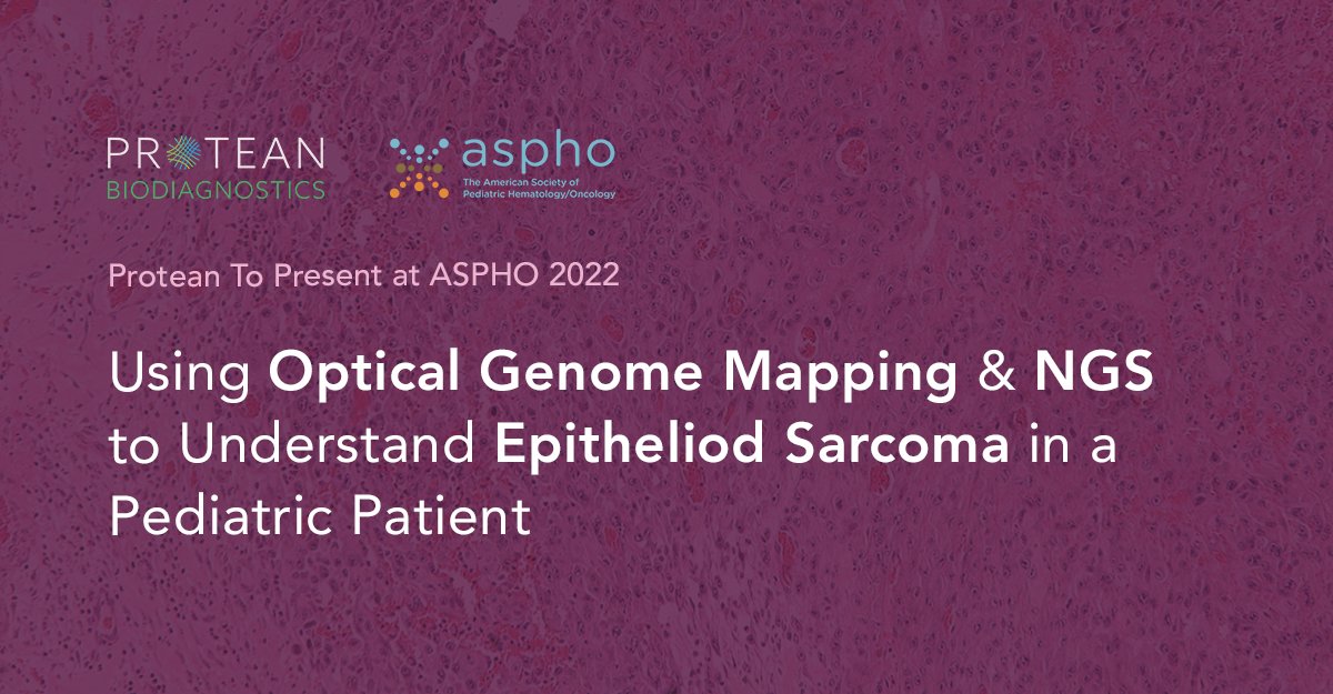 proteanbiodx's tweet photo. Protean BioDiagnostics will be presenting today at ASPHO on the use of optical genome mapping & NGS to understand epitheliod sarcoma in a pediatric patient.
Visit our website for more details on the findings: https://t.co/anOHJnRpqR
#ASPHO22 #ES #ChildhoodCancer https://t.co/B95XaZXw2Z