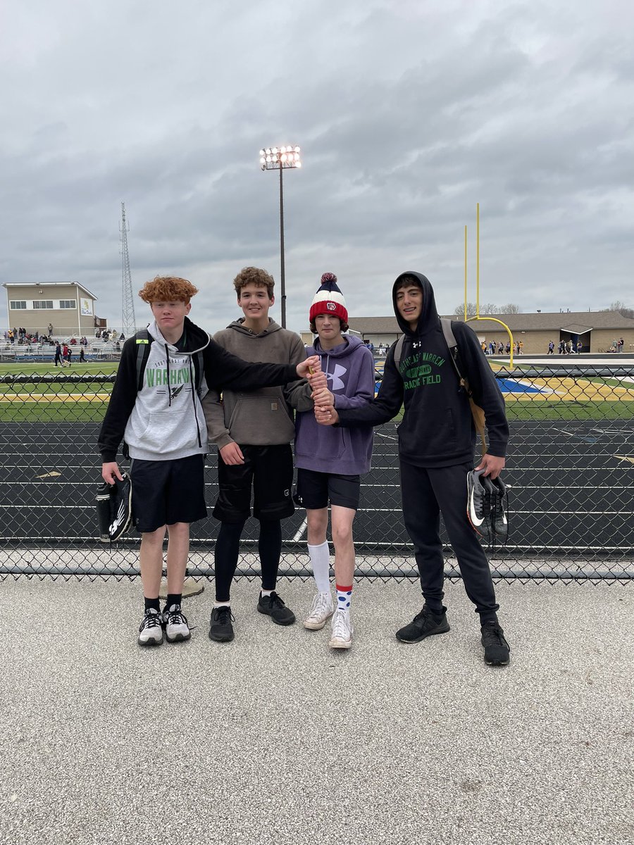 WarrenSoutheast's tweet photo. Congratulations to Lucas Dirkx, Breckin Morrison, Braydon Scheffers and Jamison Ewing for breaking the JH sprint medley school record. They ran a time of 1:52.04. https://t.co/YoYiWaROGm
