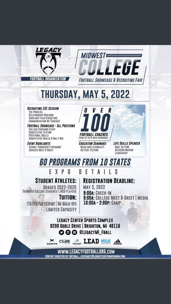 BraydenFetzer's tweet photo. Had a great time competing today @LegacyMI_FBall @Legacy_Recruit . Enjoyed some really good conversations with the coaches, and look forward to going to their camps. @CoachBeurer @OlivetCollegeFB @AlbionFootball @CoachCircelli @UWLancerFB @HopeCollegeFB  @AlmaScotsFB https://t.co/IuoUemoq8i