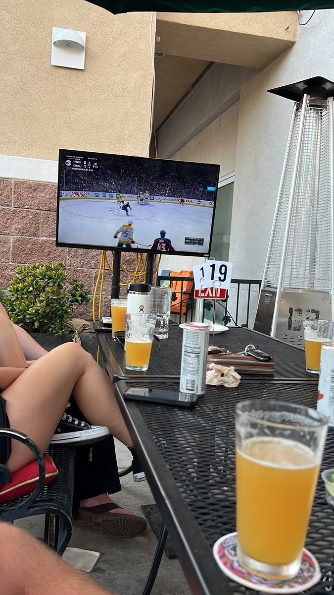 vegasfein's tweet photo. Playoff hockey. Beer. Good vibes. #GoNobody #GoKnightsGo #VegasBorn https://t.co/0hK3NBSP1H