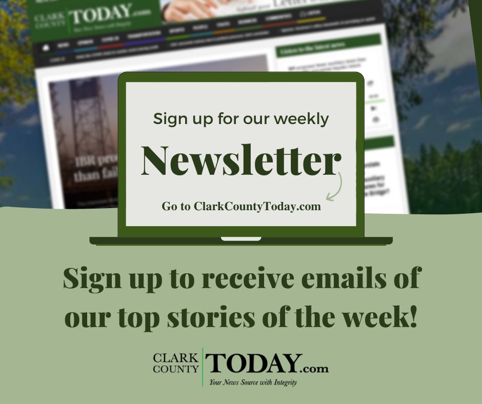 NewsFromCCT's tweet photo. 📰 Have you subscribed to our weekly newsletter? Get the week's top stories from Clark County Today sent to you on Friday mornings! Subscribe here: https://t.co/tpaYcAfNRq
#ClarkCountyWa #ClarkCountyNews #ClarkCountyToday https://t.co/vwUglxdcLd