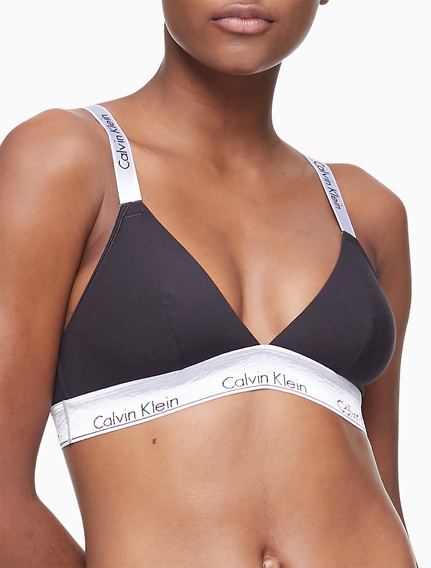 Calvin Klein Womens Metallic Unlined Bralette Silver XS 