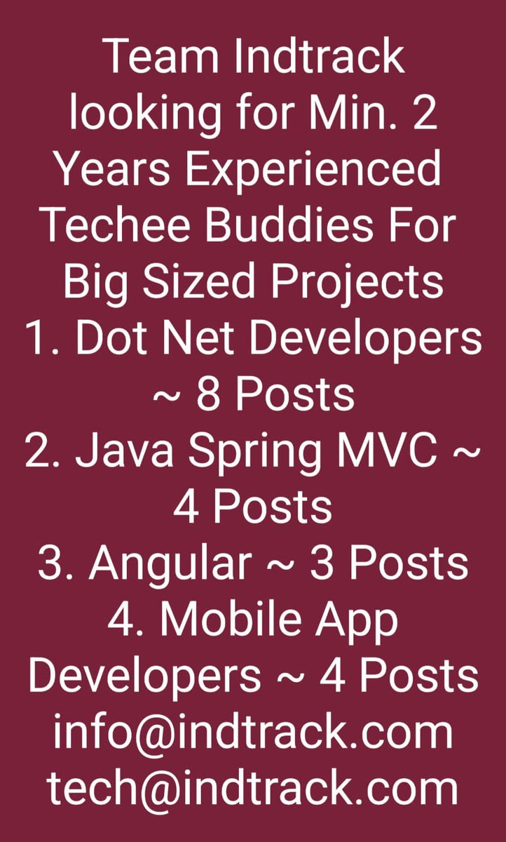 Indtrack's tweet photo. #nagpur #job #hiring  #SoftwareDeveloper maill cv info@indtrack.com https://t.co/2rZtShjO39
