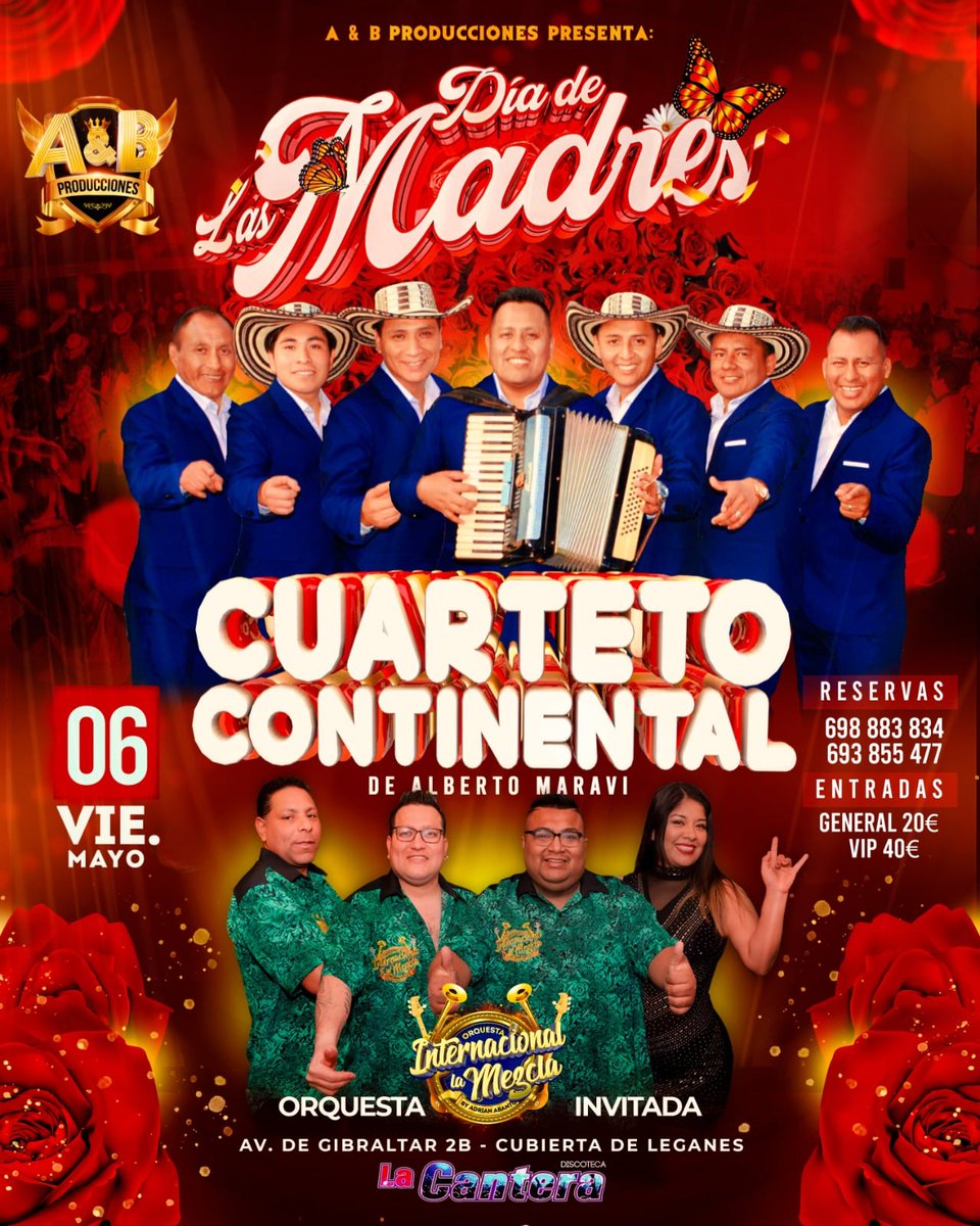 ImbatibleEl's tweet photo. 🇪🇸MADRID hoy 06 de Mayo te toca a ti!!!!!! Cuarteto Continental de Alberto Maraví.          👉 VIERNES 06 DE MAYO en Madrid! 🇪🇸 LOCAL: DISCOTECA LA CANTERA!! Los esperamos para celebrar el Día de las Madres con nuestros éxitos y Cumbias Pegaditas!!!!😃 https://t.co/RVztp481Eu