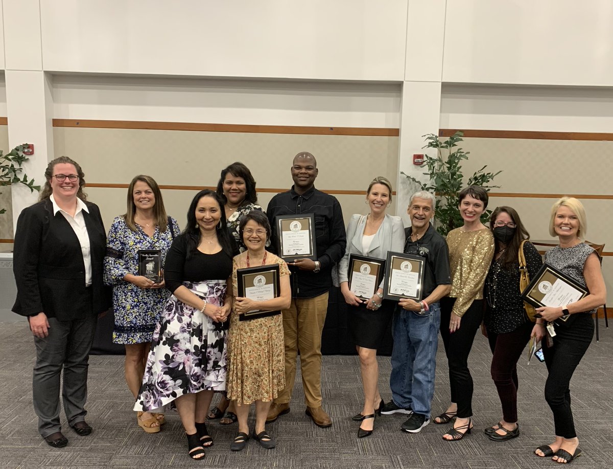 UNCPTeach's tweet photo. During the faculty appreciation banquet, the School of Education was well represented. Years of service to the state of NC, for the SOE, totaled over 100 years.
Additional awards were presented to SOE faculty as well.
Congratulations, to all of our #BraveEducators!! https://t.co/vhILHu5u67
