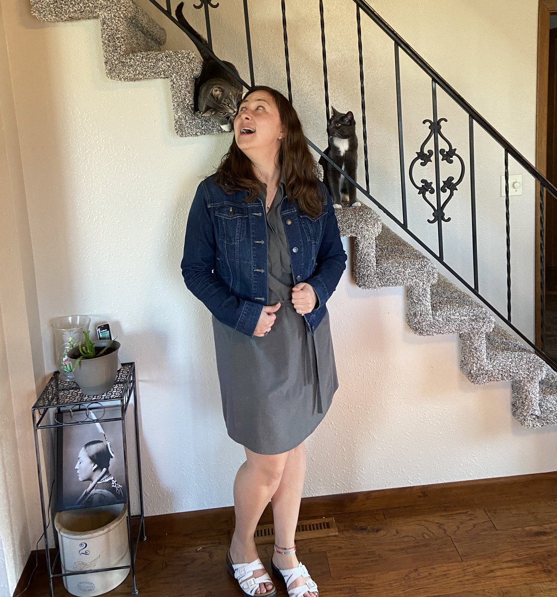 Day 4 of Styled by a Child for <a href="/NDWomensNetwork/">ND Women's Network</a> - cats as accessories. Help me reach my stretch goal of $600! secure.givelively.org//donate/north-…