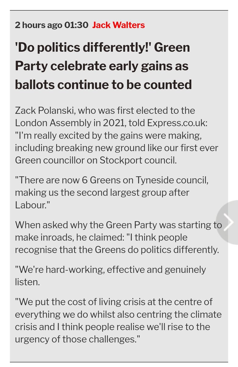 ZackPolanski's tweet photo. It's true. I am really excited by the Green gains were making. It's looking to be quite the night for @TheGreenParty 

Huge congrats to @StockportGreens
and the many other amazing results that are flying thick and fast!!

#GetGreensElected

💚🎉 https://t.co/cVfqSBdhLY
