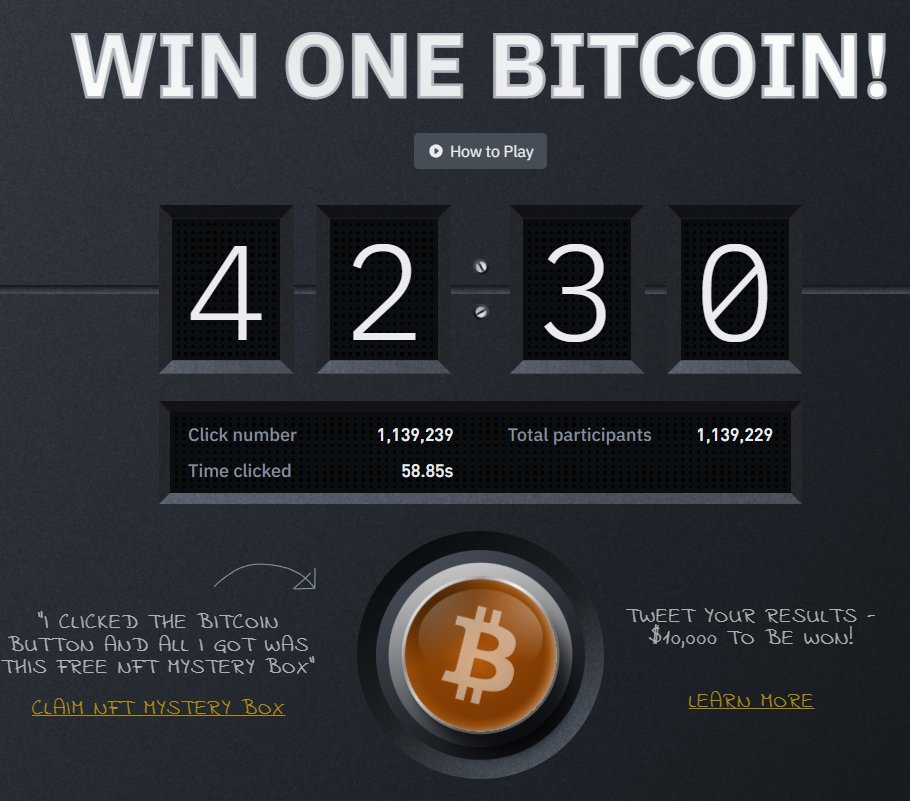 maxnaughty's tweet photo. After watching the Bitcoin button for a weeks I finally saw it get to 1 second and clicked but it recorded my click as being at 58.85s so there is definitely a delay. Good fun though, thanks @binance #bitcoinbutton #binance https://t.co/YwxPMQKdIw