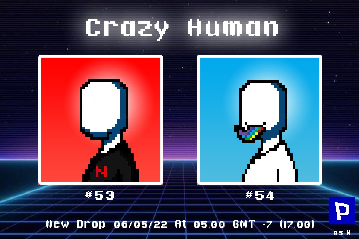 Today's drop is 05.00 GMT +7 (17.00) Price 0.5 N
Crazy Human #53
Crazy Human #54

Paras : paras.id/collection/cra…
Discord : discord.gg/mJeU7v6VKa