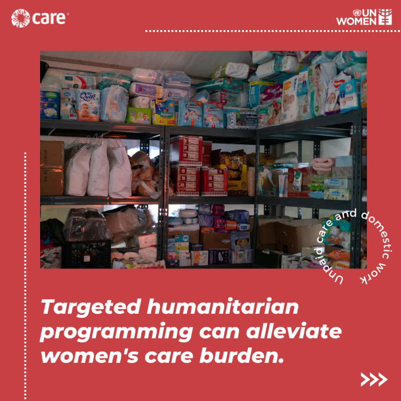 unwomeneca's tweet photo. Women’s unpaid care burden has significantly increased due to the war in #Ukraine with schools being closed and high demand for volunteer work, according to a new @unwomenukraine and @CAREGlobal Rapid Gender Analysis.