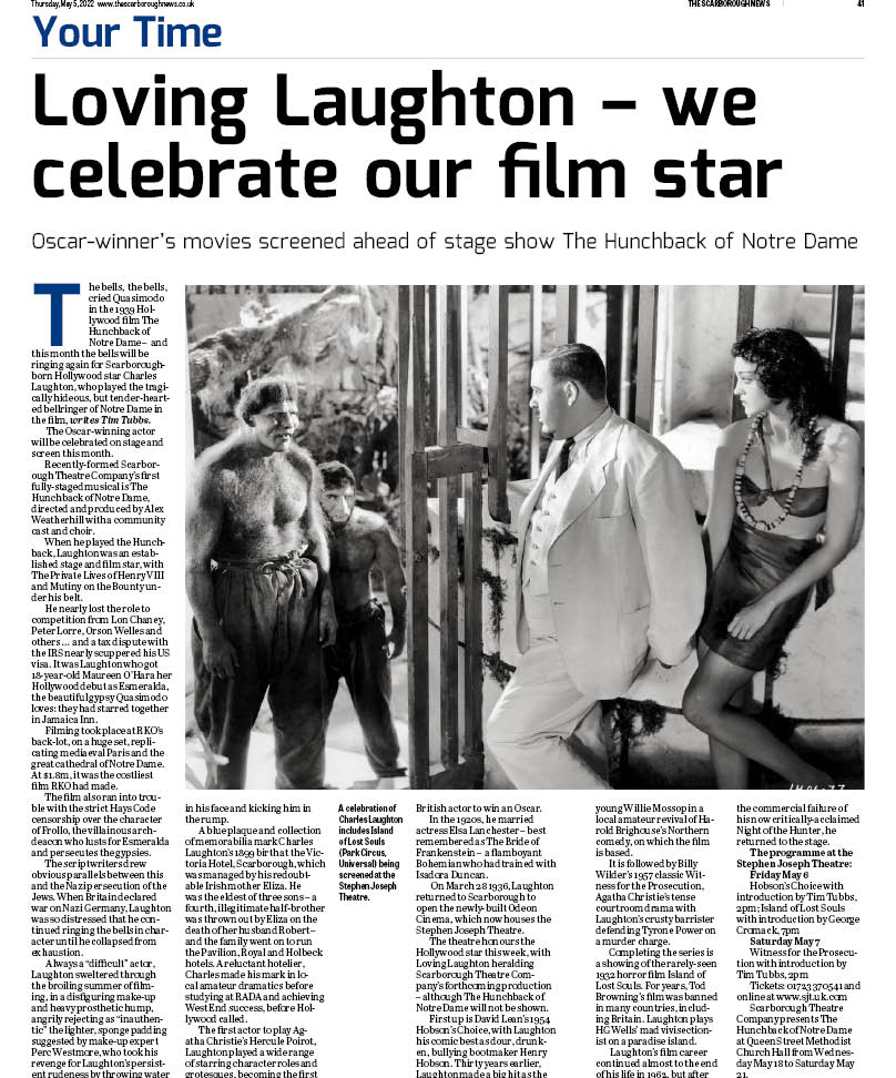 Sue Wilkinson (@suewilkinsonsn) on Twitter photo Celebrate the films of Scarborough-born Oscar-winner Charles Laughton <a href="/thesjt/">Stephen Joseph Theatre</a> this weekend. Full programme in <a href="/TheScarboroNews/">The Scarborough News</a> Celebrate the films of Scarborough-born Oscar-winner Charles Laughton <a href="/thesjt/">Stephen Joseph Theatre</a> this weekend. Full programme in <a href="/TheScarboroNews/">The Scarborough News</a>