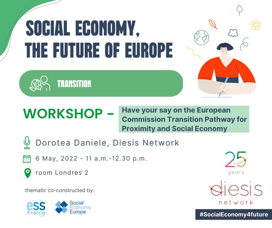 Diesis Network (@diesiseu) on Twitter photo The #workshop sessions keep on going! 🔜@Diesieu co-leads the workshop on #TransitionPathway for #Proximity and #SocialEconomy together with <a href="/SocialEcoEU/">Social Economy EU</a>, <a href="/EU_Commission/">European Commission</a>, <a href="/EuclidNetwork/">Euclid Network</a>, <a href="/Euricse/">Euricse</a> #Transitions - Join us at 11am! #SocialEconomy4Future The #workshop sessions keep on going! 🔜@Diesieu co-leads the workshop on #TransitionPathway for #Proximity and #SocialEconomy together with <a href="/SocialEcoEU/">Social Economy EU</a>, <a href="/EU_Commission/">European Commission</a>, <a href="/EuclidNetwork/">Euclid Network</a>, <a href="/Euricse/">Euricse</a> #Transitions - Join us at 11am! #SocialEconomy4Future