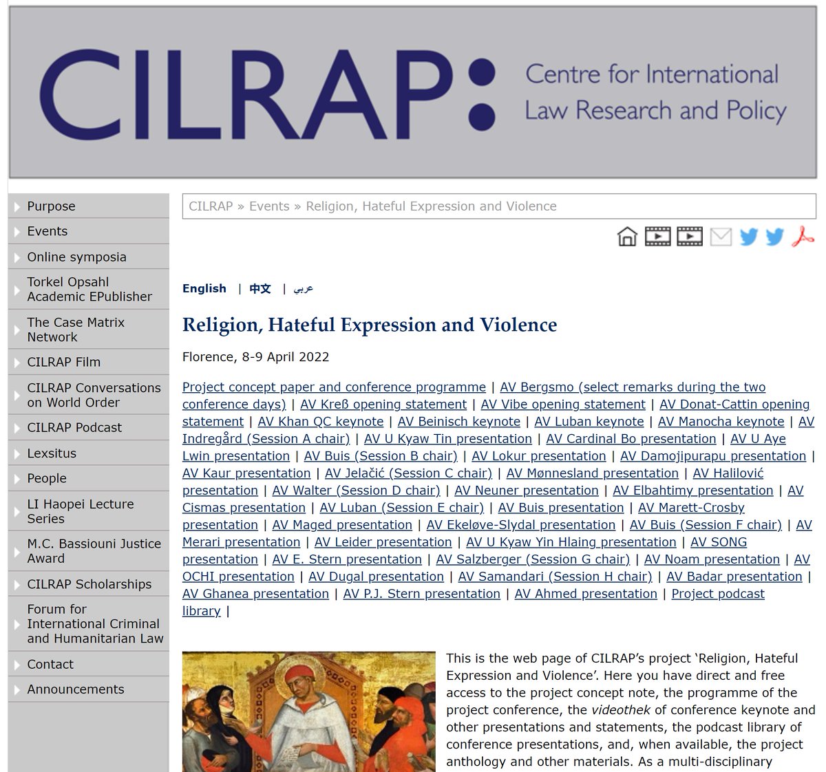 Forty+ films and podcasts of presentations in the ‘Religion, Hateful Expression and Violence’ project are now available (cilrap.org/events/220408-…, each with a persistent URL): incitement to violence in the name of religion is prohibited by international law. #CILRAP #HateSpeech