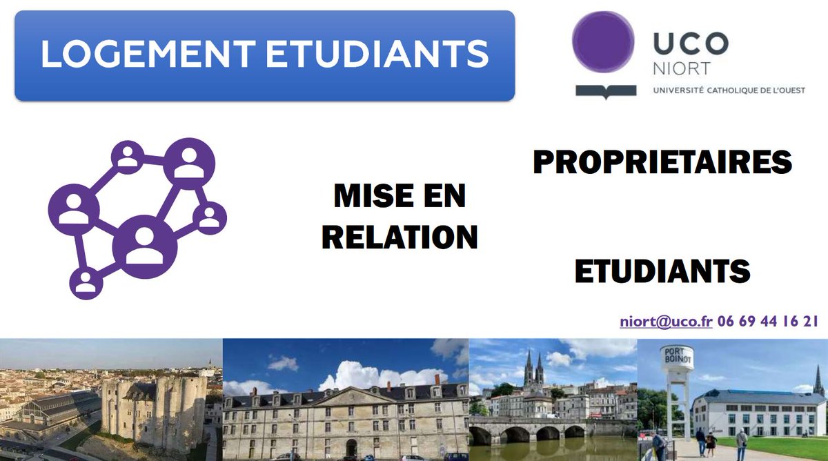 Vous êtes propriétaires d'un studio, d'une chambre, d'une maison ? 150 nouveaux étudiants arrivent à <a href="/NiortUco/">UCO Niort</a> à la rentrée de septembre 2022 ! Nous vous mettons en relation et facilitons vos démarches pour louer votre bien. CONTACTEZ NOUS !

youtube.com/watch?v=dBW890…