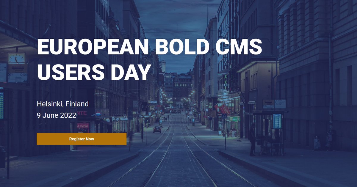 Exciting news! This June, we are holding the first European Bold CMS Users Day!

Join us on 9 June in Helsinki and not miss the opportunity to connect with newsroom leaders and learn more about Bold CMS and news publishing strategies.

Register here: https://t.co/Elaq7jAslr https://t.co/VOcabb7qkn