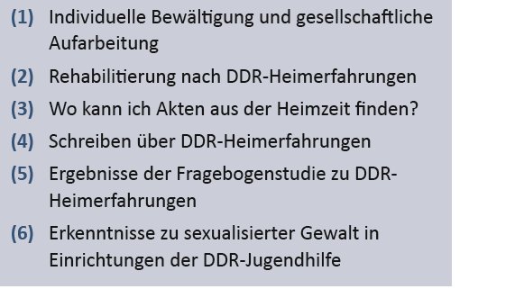 TESTIMONY (@testimonystudie) on Twitter photo Wir bieten sechs Workshops zu verschiedenen Themen auf unserer #TESTIMONY #Abschlusstagung zu #DDR-Heimerfahrungen, Bewältigung und Aufarbeitung am 1.6.2022 in #Leipzig
Anmeldung & Info: testimony@medizin.uni-leipzig.de
#Aufarbeitung #Kinderheim #Jugendwerkhof Wir bieten sechs Workshops zu verschiedenen Themen auf unserer #TESTIMONY #Abschlusstagung zu #DDR-Heimerfahrungen, Bewältigung und Aufarbeitung am 1.6.2022 in #Leipzig
Anmeldung & Info: testimony@medizin.uni-leipzig.de
#Aufarbeitung #Kinderheim #Jugendwerkhof