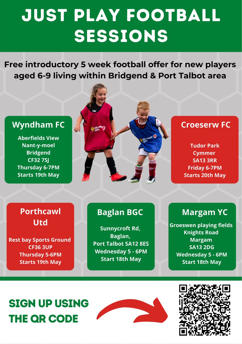Luke Williams ⚽️🏴 (@luke_williams84) on Twitter photo Here's a great opportunity to get your child to fall in love with ⚽, if you live in or around #Bridgend #Porttalbot #Porthcawl
<a href="/nptpass/">nptpass</a> <a href="/BridgendCBC/">Bridgend CB Council</a> <a href="/fc_wyndham/">Wyndham BGC FC</a> <a href="/CroeserwPrimary/">Croeserw Primary</a> @BaglanBGClub
✏️ Sign-up here:
surveymonkey.co.uk/r/justplayfoot… Here's a great opportunity to get your child to fall in love with ⚽, if you live in or around #Bridgend #Porttalbot #Porthcawl
<a href="/nptpass/">nptpass</a> <a href="/BridgendCBC/">Bridgend CB Council</a> <a href="/fc_wyndham/">Wyndham BGC FC</a> <a href="/CroeserwPrimary/">Croeserw Primary</a> @BaglanBGClub
✏️ Sign-up here:
surveymonkey.co.uk/r/justplayfoot…