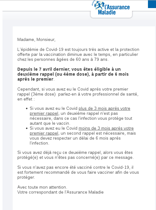 AlainB5's tweet photo. Mail de l'Assurance Maladie reçu ce matin.
Vaccination = protection, après le #pfizerdocuments !
- "Si vous n'avez pas encore été vacciné contre le Covid-19, il est fortement recommandé de vous faire vacciner afin de vous protéger." https://t.co/HCZYv32nVH