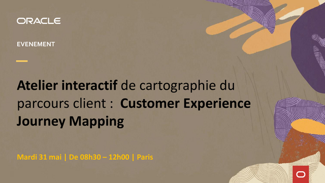 Inscrivez-vous à l'atelier interactif <a href="/OracleCX/">Oracle Customer Experience</a> sur la cartographie du parcours client, mardi 31 mai de 8h30 - 12h. Quels outils et méthodes pour placer efficacement le client au cœur de votre entreprise ? bit.ly/3P1if5X