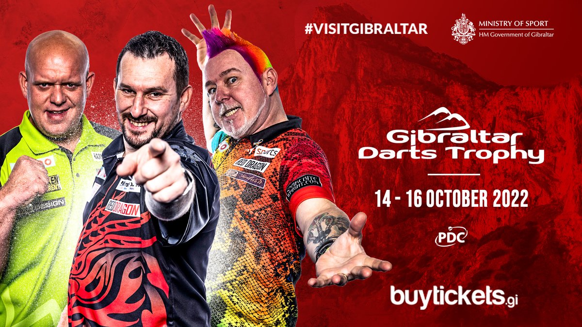 Coming this October! | Sports fans can get their tickets for the annual visit of darts' top stars to the Rock, for the 2022 Gibraltar Darts Trophy from October 14-16. | visitgibraltar.gi/events/upcomin…

#VisitGibraltar 
#Gibraltar