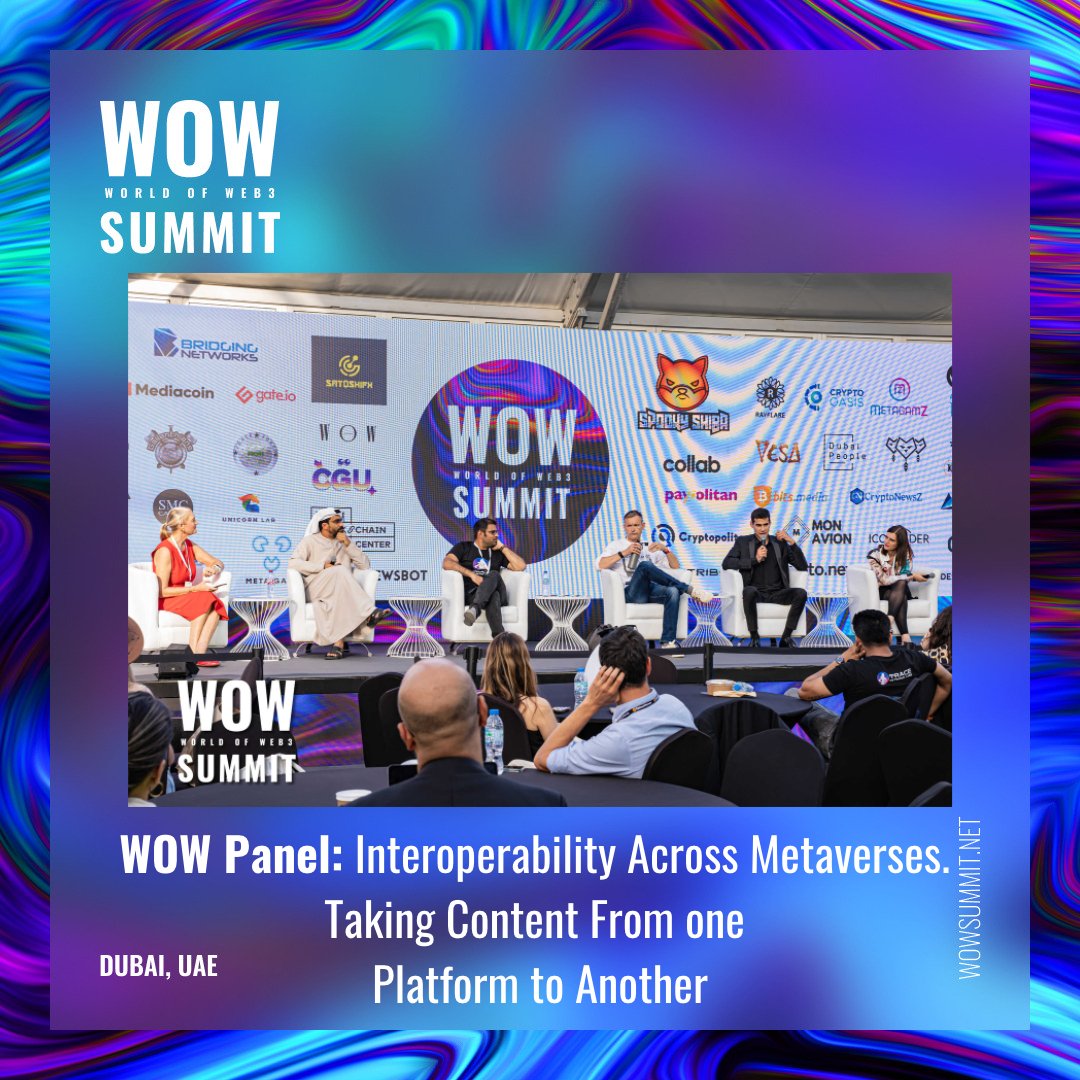 WOWsummitWorld's tweet photo. #WOWSummitDubai Panel: «Interoperability Across Metaverses. Taking Content From one Platform to Another»
🔹@MohrWom
🔹@MetaverseSheikh
🔹@RensManu
🔹@raolokesh_tn
🔹@MarioNawfal
Moderated by: @KryptoGranny

➡️ https://t.co/p2BXd7LoRD

#GuyWayEvents #businessexpo #ITconference https://t.co/FgcEYkI8Bd