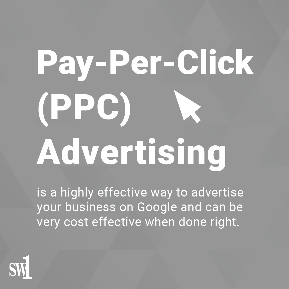 SW1_Marketing's tweet photo. Pay-per-click (PPC) is posting an ad on a platform and paying every time someone clicks on it.

This is a highly effective way to advertise your business on Google and can be very cost effective when done right. Get in touch with our team today to find out more. https://t.co/ocTOMm8GwZ