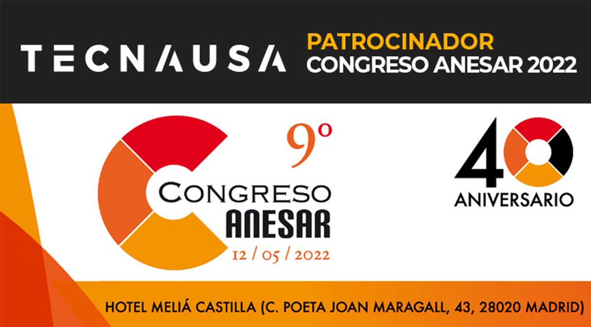 AzarPlus's tweet photo. TECNAUSA COLABORA COMO PATROCINADOR DEL IX CONGRESO DE ANESAR @Tecnausa  https://t.co/Ybqe36aV9r https://t.co/Hp6CGnUh4i