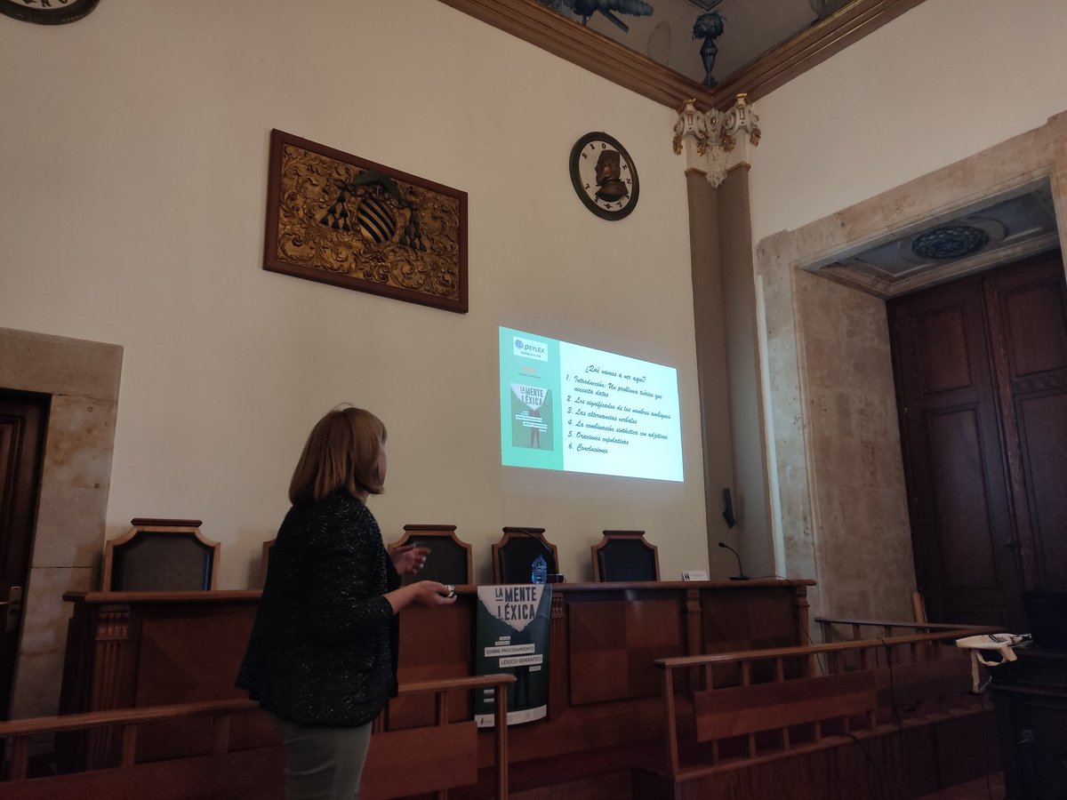Primera conferencia plenaria. La profesora Horno Chéliz nos habla de la interfaz léxico-sintaxis.