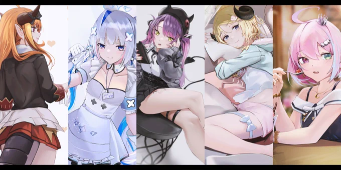 ホロライブ🐉💫👾🐏🍬
#みかじ絵  #かなたーと  #TOWART 
#ルーナート  #つのまきあーと 