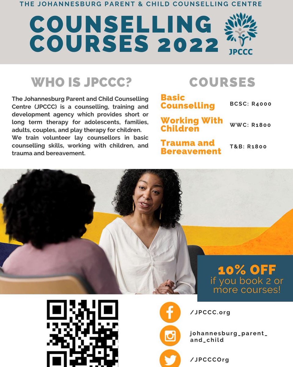 JPCCCOrg's tweet photo. Back By Popular Demand! Dates for the second set of trainings at JPCCC are now live. Go to https://t.co/FDY6WaHK85 to book your spot for courses on topics such as basic and intermediate counselling, 
trauma and bereavement and working with children. 
Hoping to see you there! https://t.co/enjWfh9F8Y