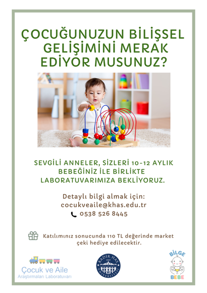 berna_uzundag's tweet photo. Sevgili anneler, bebekler dikkatleri sayesinde dünyayı öğrenirler. Bebeklerin dikkat gelişimini nelerin desteklediğini anlamamıza yardımcı olmak ister misiniz? Cevabınız evetse Kadir Has Üniversitesi’nde yürütülen çalışmamıza davetlisiniz! + https://t.co/b8qfKILoX0