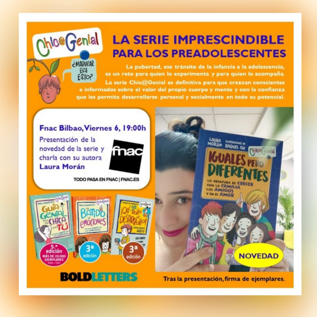 Esta tarde, a las 19:00, estaremos <a href="/pgaspar66/">Paz Gaspar</a> y una servidora en FNAC Bilbao para presentar y hablaros con detalle de la magnífica serie "Chic@ genial" de la editorial BOLDLETTERS 
⏩