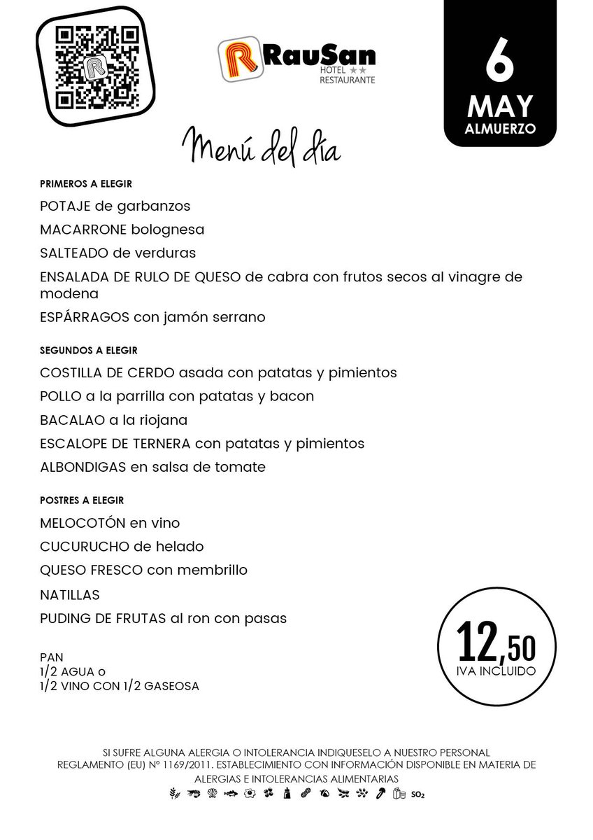 HotelRausan's tweet photo. Menú para hoy 6/05/22
#FelizViernes #MenúDelDía #HotelRausan #Rausan #Alfajarin #Restaurante #Zaragoza #RestaurantesZaragoza #HoraDeComer #UnAltoEnElCamino #BuenViaje https://t.co/GLdqejk8Zw