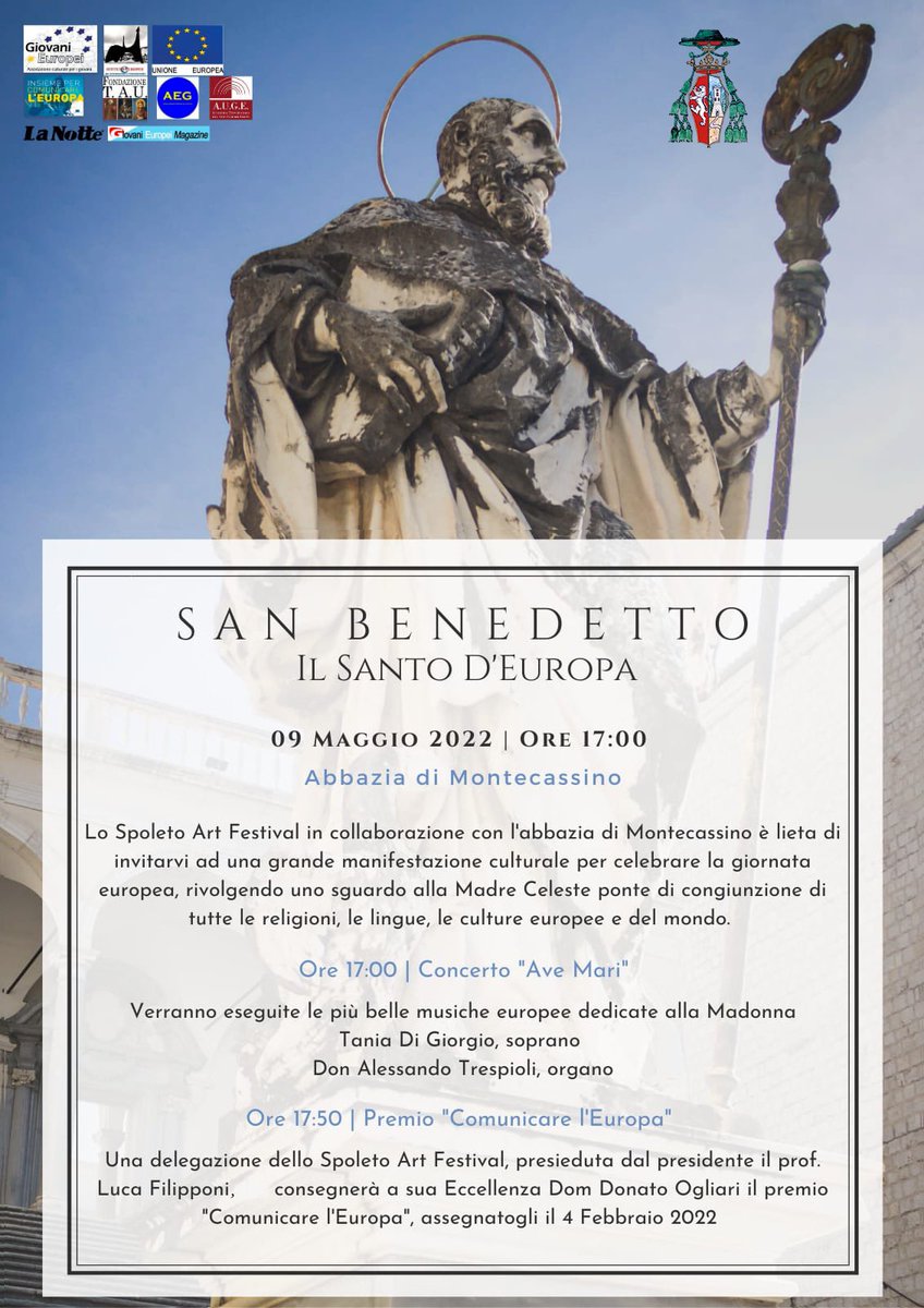 Abbazia di Montecassino/Montecassino Abbey (@m_c_a_b_b_e_y) on Twitter photo Lunedì 9 maggio in occasione della <a href="/FestadellEuropa/">Festa dell'Europa</a> #Montecassino ospita lo <a href="/SpoletoArt/">Spoleto Festival Art</a> Festival che celebrerà la #GiornataEuropea con un concerto nella Sala San Benedetto.A seguire consegna del premio #comunicare l’#Europa all’Abate Donato <a href="/uni_cassino/">Università Cassino</a> <a href="/vaticannews_it/">Vatican News</a> <a href="/agensir/">SIR</a> Lunedì 9 maggio in occasione della <a href="/FestadellEuropa/">Festa dell'Europa</a> #Montecassino ospita lo <a href="/SpoletoArt/">Spoleto Festival Art</a> Festival che celebrerà la #GiornataEuropea con un concerto nella Sala San Benedetto.A seguire consegna del premio #comunicare l’#Europa all’Abate Donato <a href="/uni_cassino/">Università Cassino</a> <a href="/vaticannews_it/">Vatican News</a> <a href="/agensir/">SIR</a>