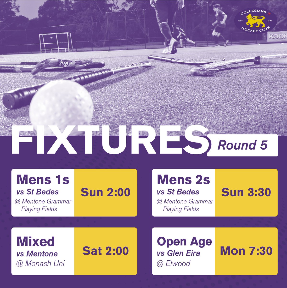 On the road again! Men's 1, 2s and open age traveling this weekend. Let's get around the mixed team for the only home game of the weekend and to support the women for #hvwomensround22 💪🦁🏑

#fieldhockey #monashuniversity #melbournesport #wesleycollegemelbourne #hockeyvictoria